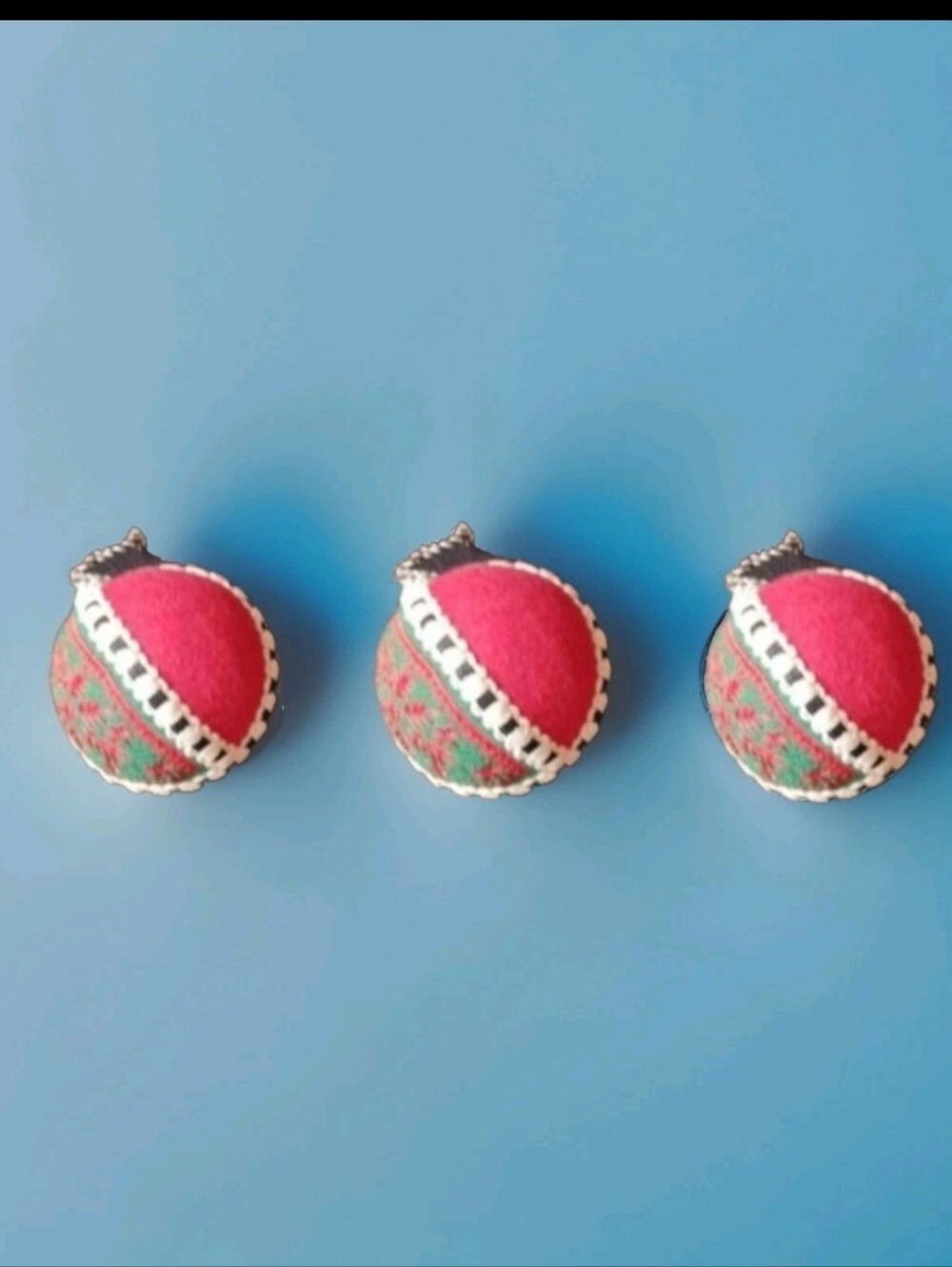 Mackenzie Childs Cozy Chtistmas Fabric Christmas Ornaments ■ Set of 3 NWOT